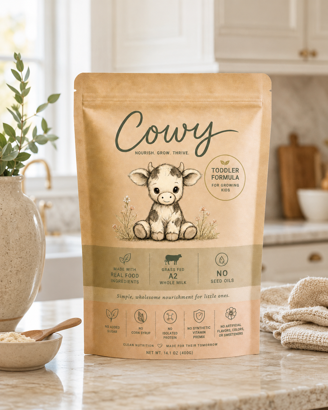 COWY milk pouch product shot
